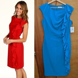 Calvin Klein Ruffle Blue-Green Dress